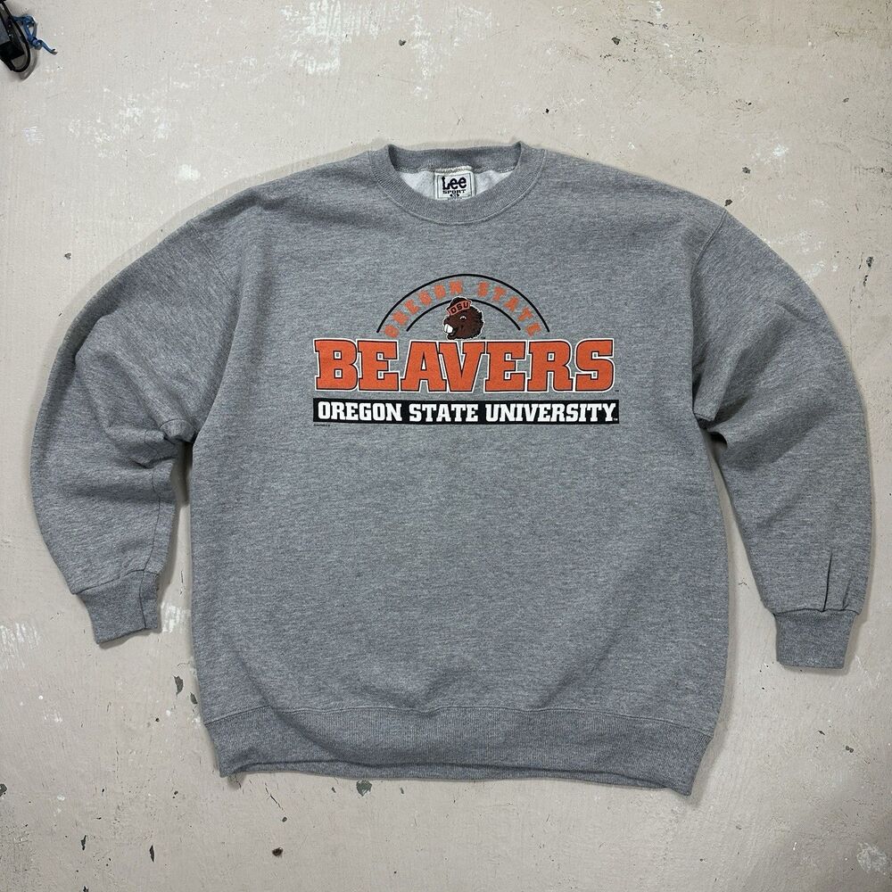 VTG 90s Lee Sweatshirt Mens XL Gray Oregan State Beavers Crewneck Made in USA